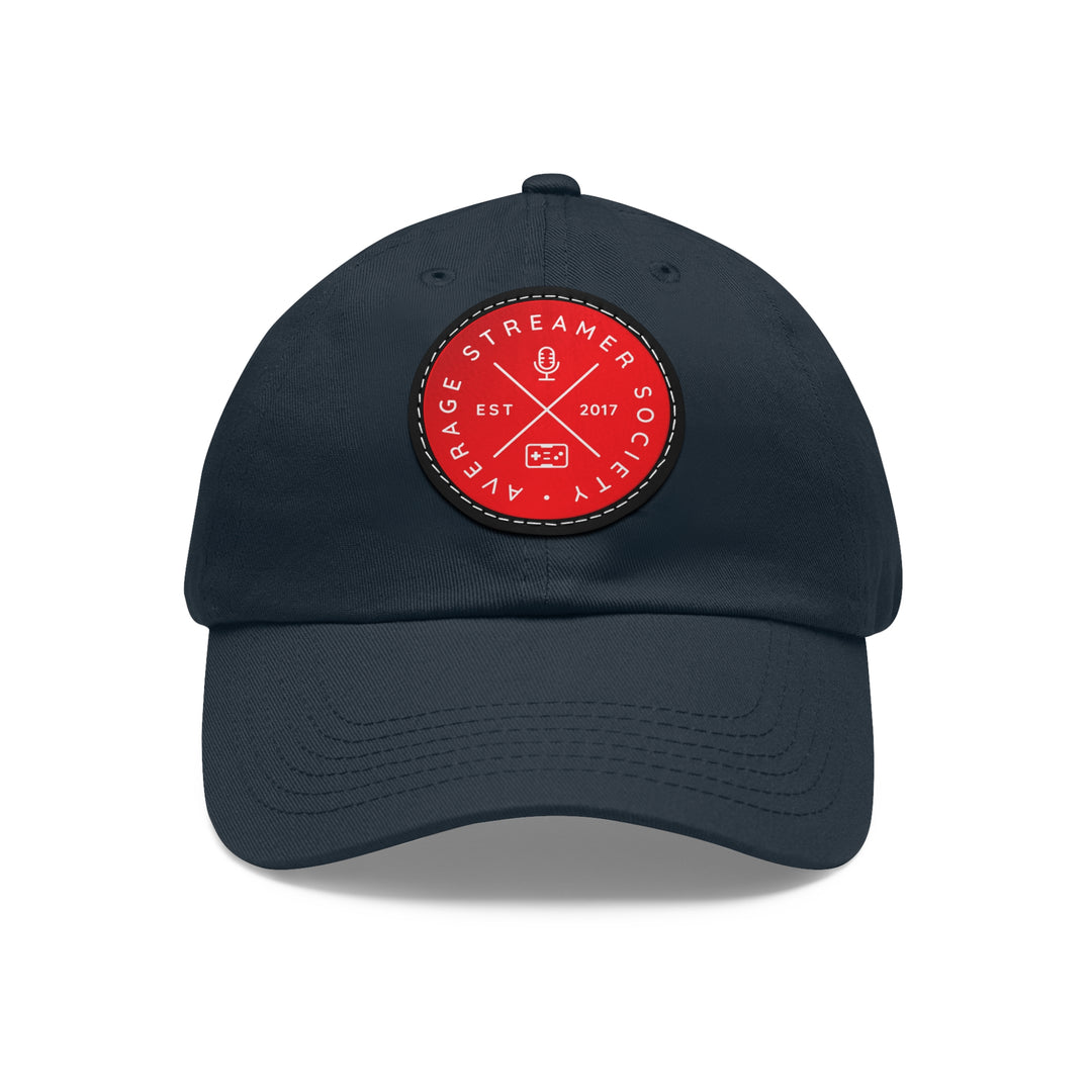 Average Streamer Society Dad Hat with Leather Patch (Round).