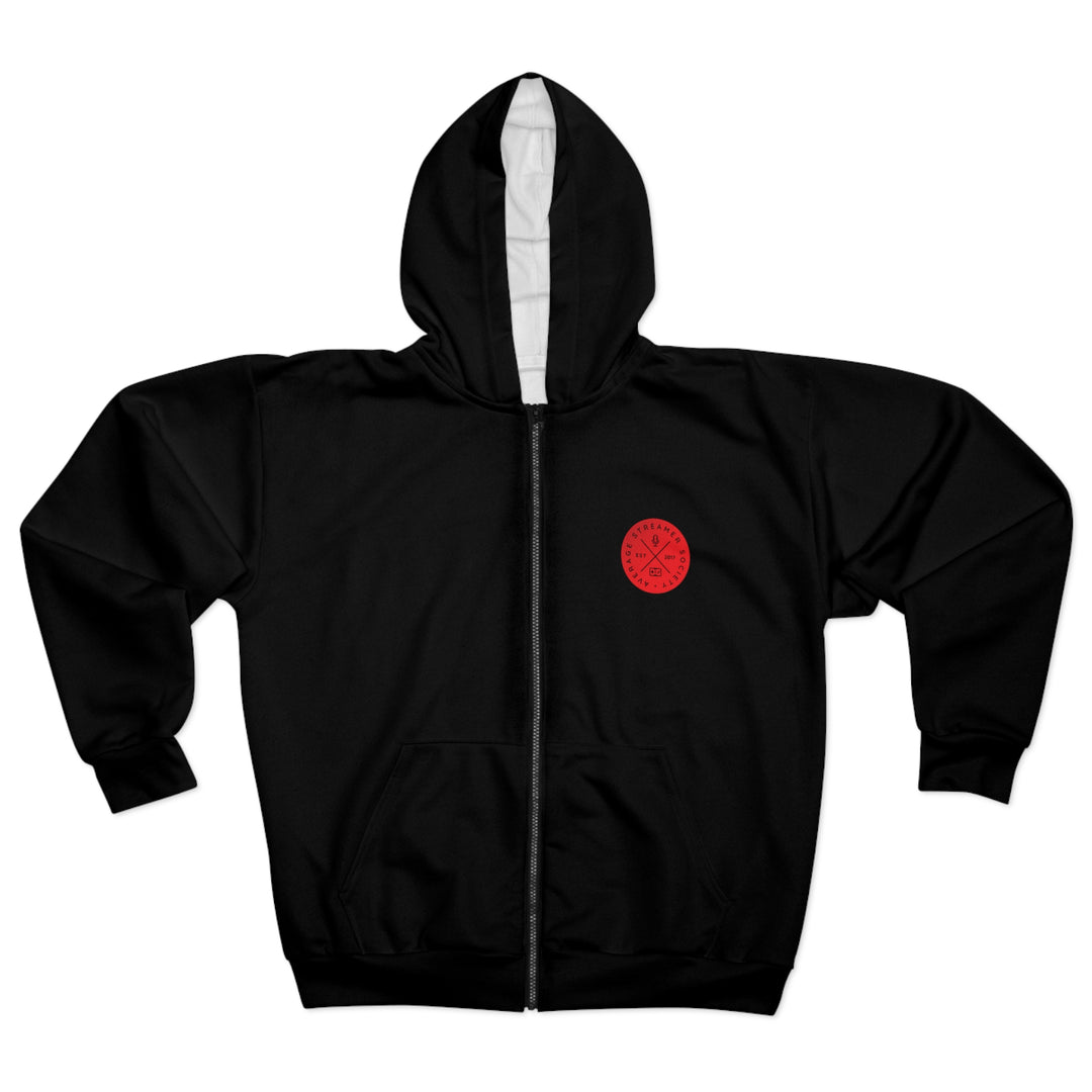 Average Streamer Society Unisex Zip Hoodie (AOP)