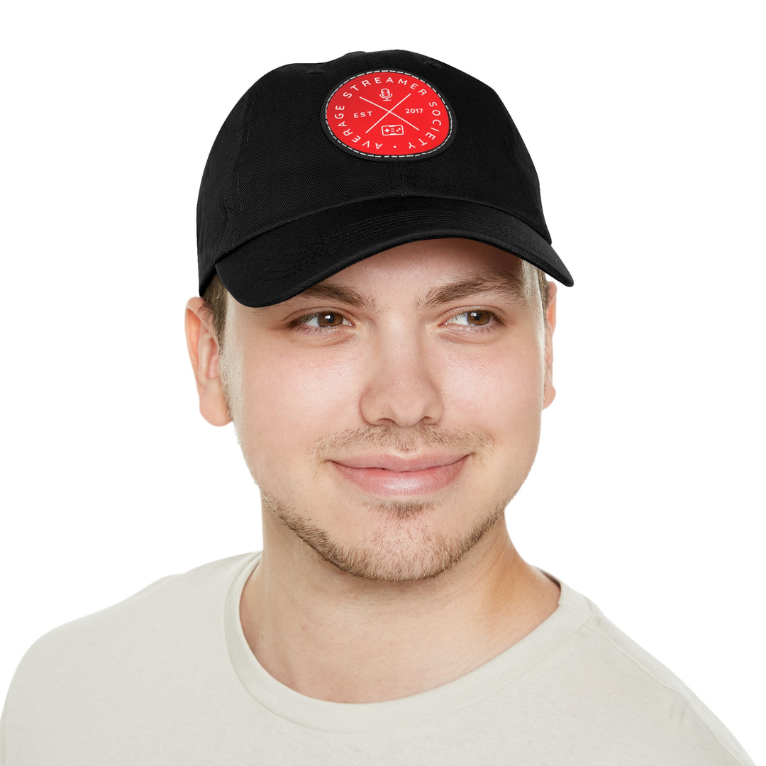 Average Streamer Society Dad Hat with Leather Patch (Round).