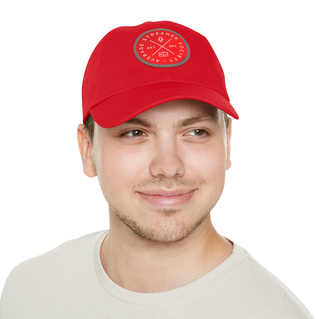 Average Streamer Society Dad Hat with Leather Patch (Round).