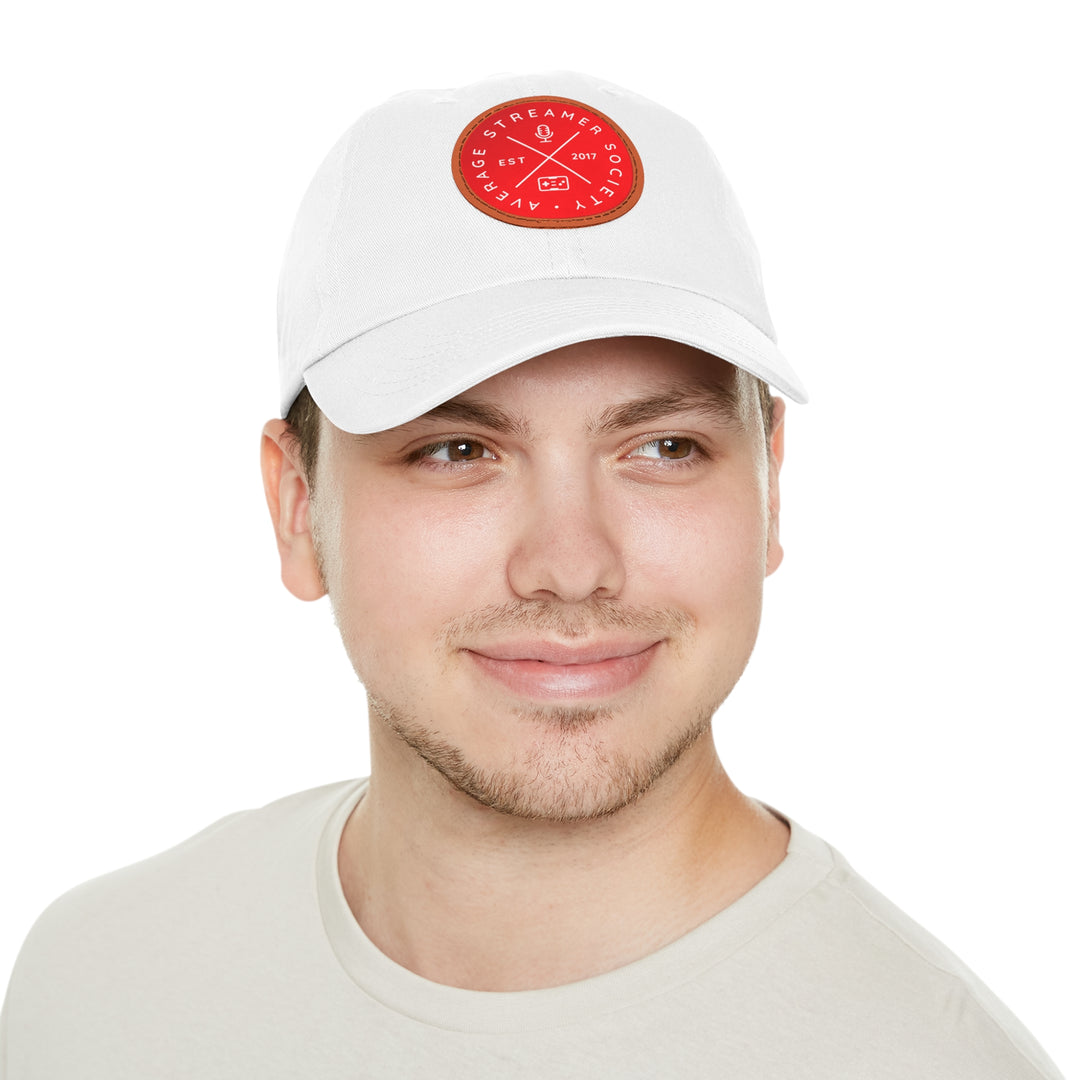 Average Streamer Society Dad Hat with Leather Patch (Round).