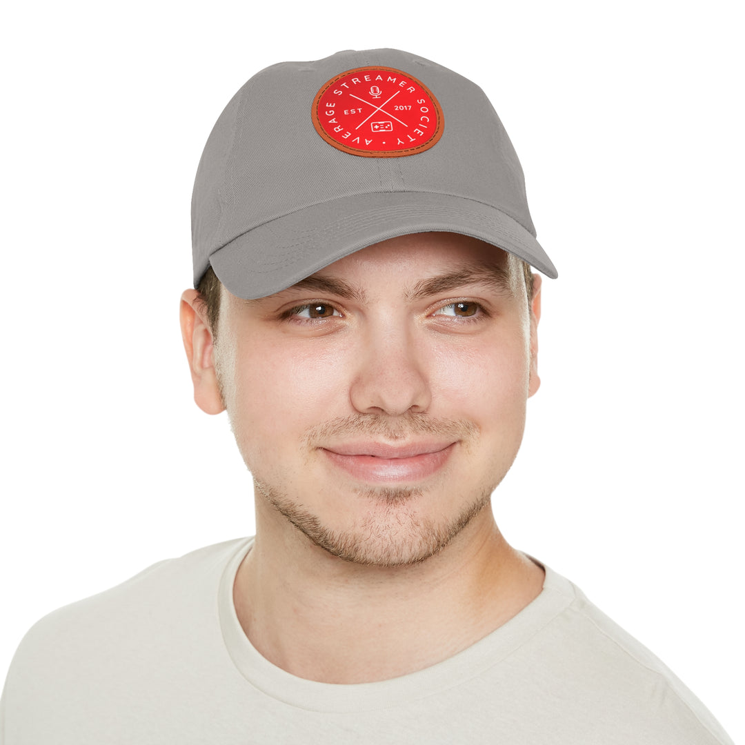 Average Streamer Society Dad Hat with Leather Patch (Round).