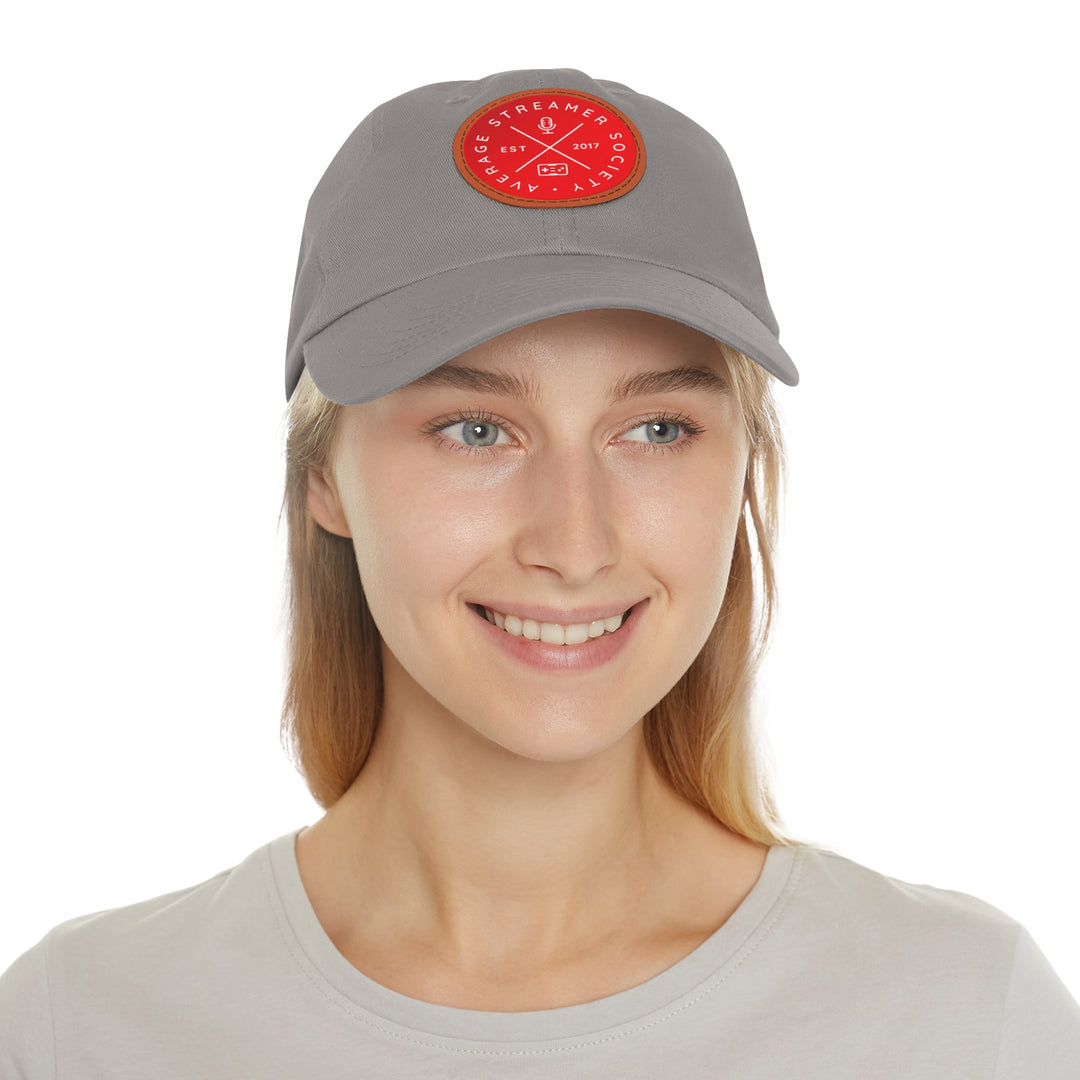 Average Streamer Society Dad Hat with Leather Patch (Round).