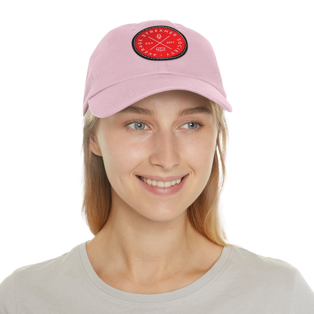 Average Streamer Society Dad Hat with Leather Patch (Round).