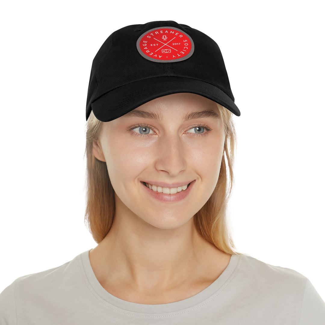 Average Streamer Society Dad Hat with Leather Patch (Round).